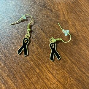 Gold and Black Awareness Ribbon Earrings